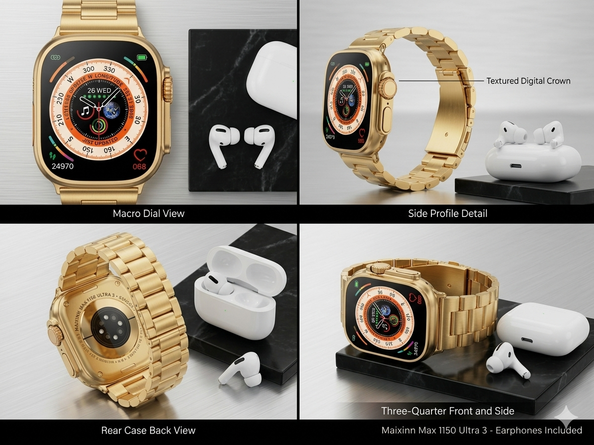 Max 1150 Ultra 3 Smart Watch (49mm) + Wireless Earbuds | AMOLED Display | Premium Metal Strap