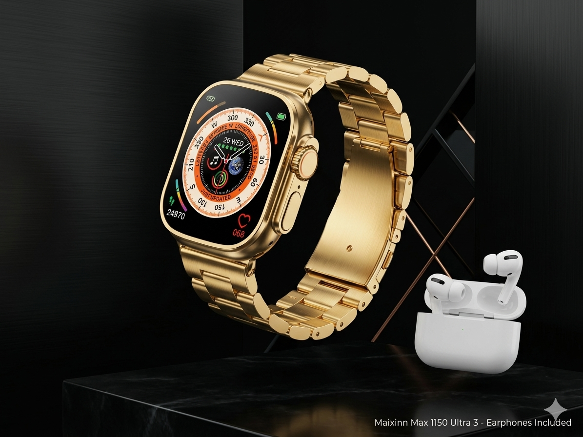 Max 1150 Ultra 3 Smart Watch (49mm) + Wireless Earbuds | AMOLED Display | Premium Metal Strap
