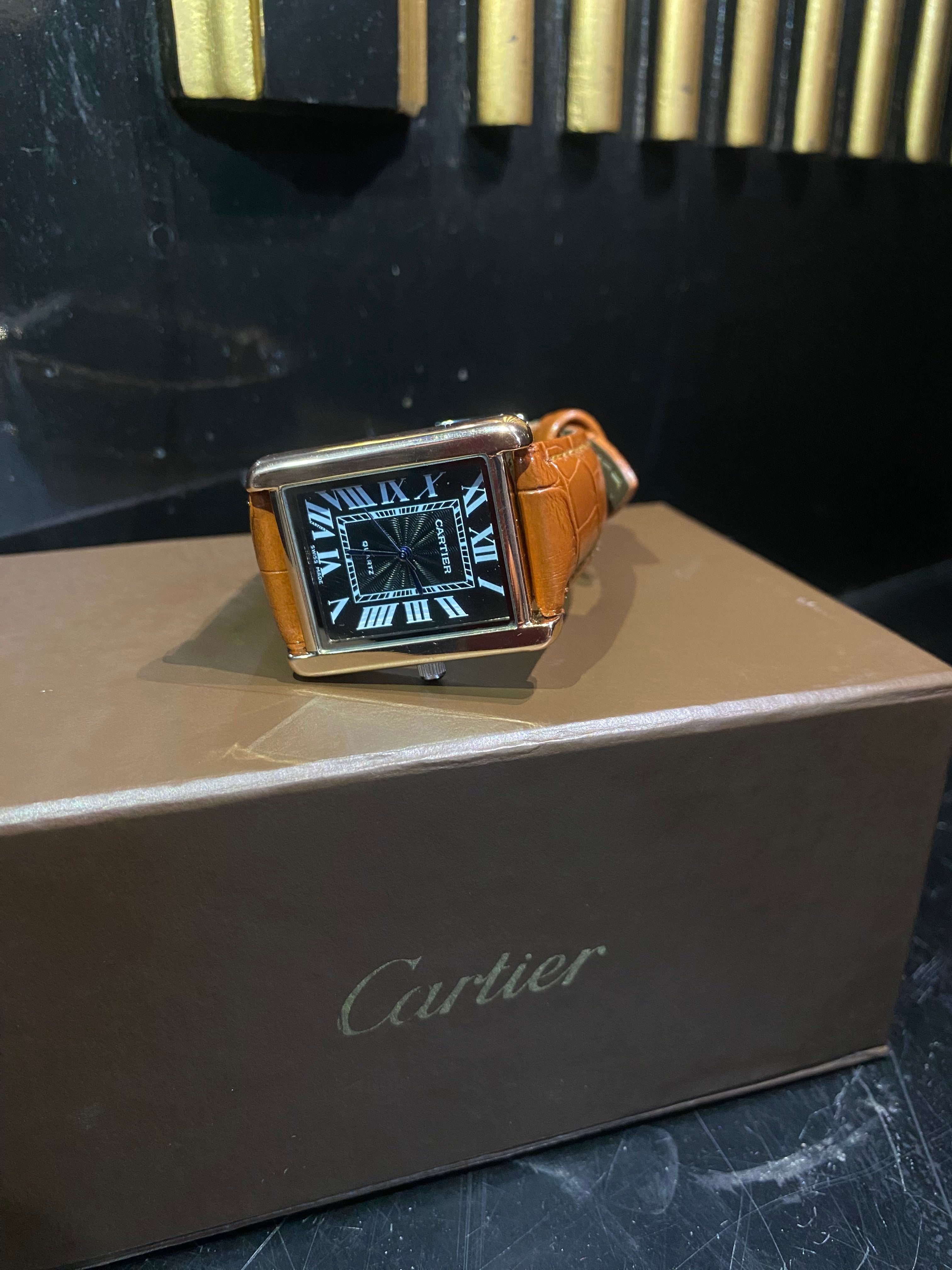 Cartier Tank Classic – Black Dial Brown Leather Edition